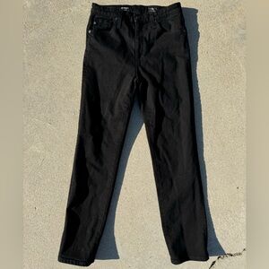 AG High Rise Straight Crop Black Jean